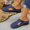 Hollow Carved Lazy Slip-On Shoes with Shock-Absorbing Wedge Heels, Versatile Casual Half-Slippers