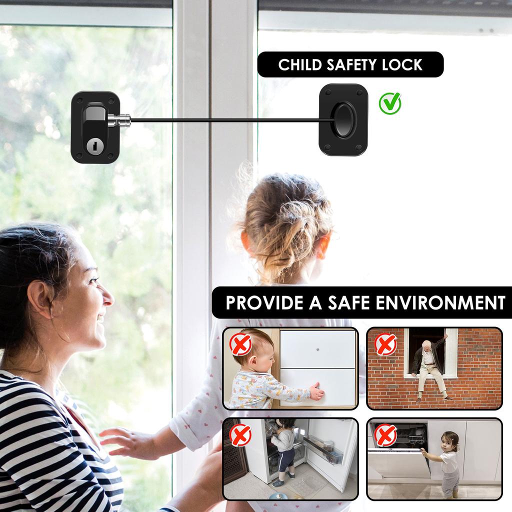 4/8 PCS Cabinet Lock Proof Refrigerator Lock with Key Self Adhesive Fridge Lock Combo Child Freezer Door Lock for Baby Safety