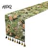 Soft Fabric Table Runner Floral Jacquard Runner Flower Bird Leaf Vintage Elegant