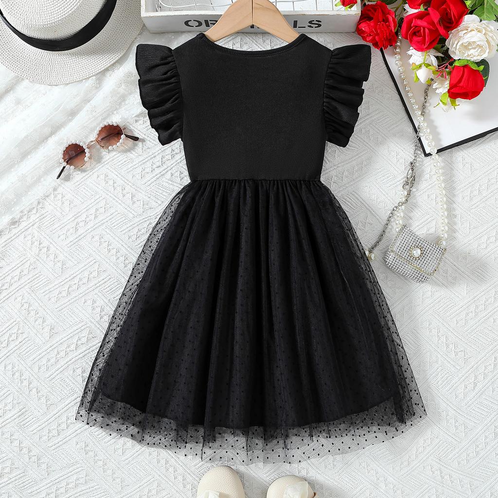 Sommer Mädchen Kurzarm Tüllkleid Prinzessin Kinder Partykleid Baby Modische Freizeitkleidung für Kleinkinder