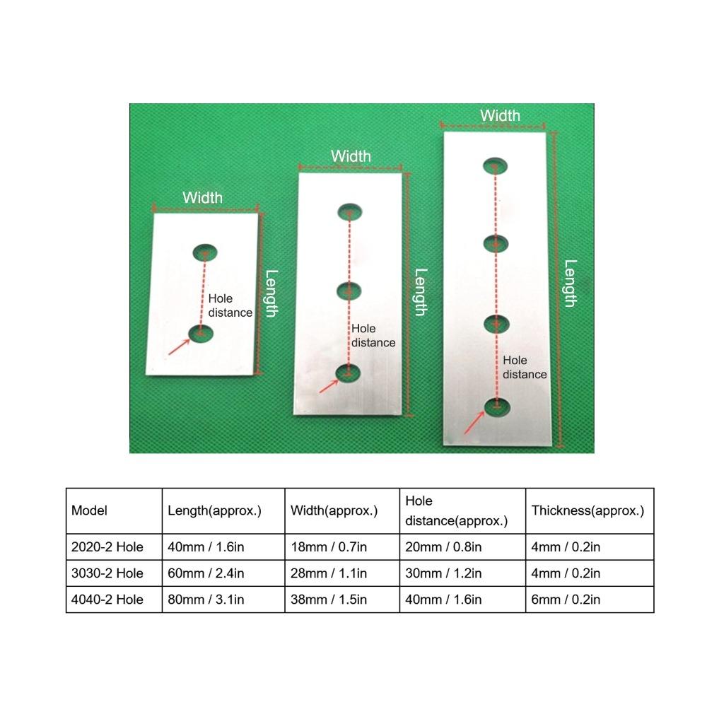 10Pcs Aluminum Joining Plate 2 Hole 3030 Aluminum Flat Connecting Plate Reinforcement Plate Flat Vertical Connection Tool