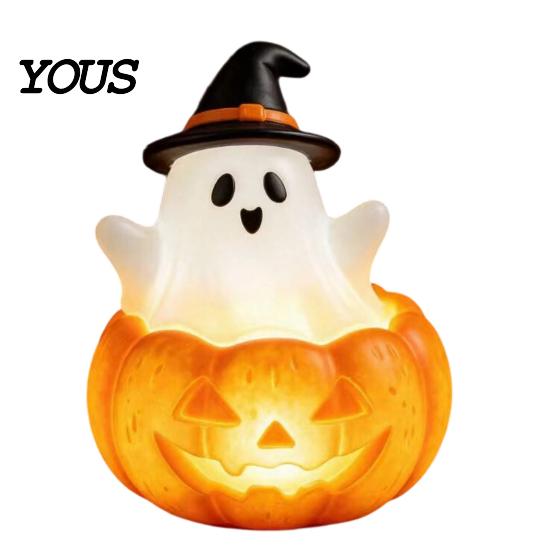 Gifts for Halloween Lovers Cute Light Up Ghost Decoration, Small Statue Night Light, Nightlight Nursery Resin Table Decoration Indoor, Kitchen Tiered