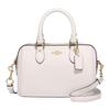 Rowan 18 Metal Logo Zip Closure Recycled Leather Handy Shoulder Crossbody Bag Small Women's White