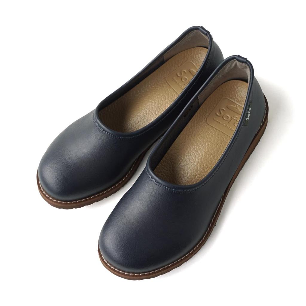 Shoe Kobo Belle Comfort Easy To Walk Made In GARDN [Yasashii & Sofa] Slip-on Shoes, Pumps, Flats, In, Women's Shoes, Japan, (23.5cm, Navy)