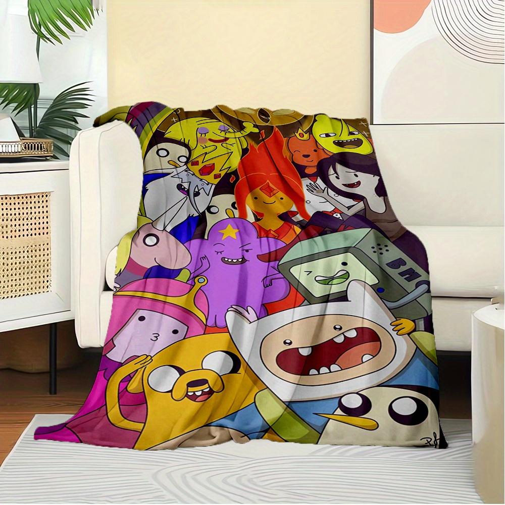 1pc Flannel Throw Blanket, Adventure Time,Cartoon Characters,FriendshipPattern Printed Blanket, Warm Cozy Soft Blanket For Couch Bed Sofa Ca