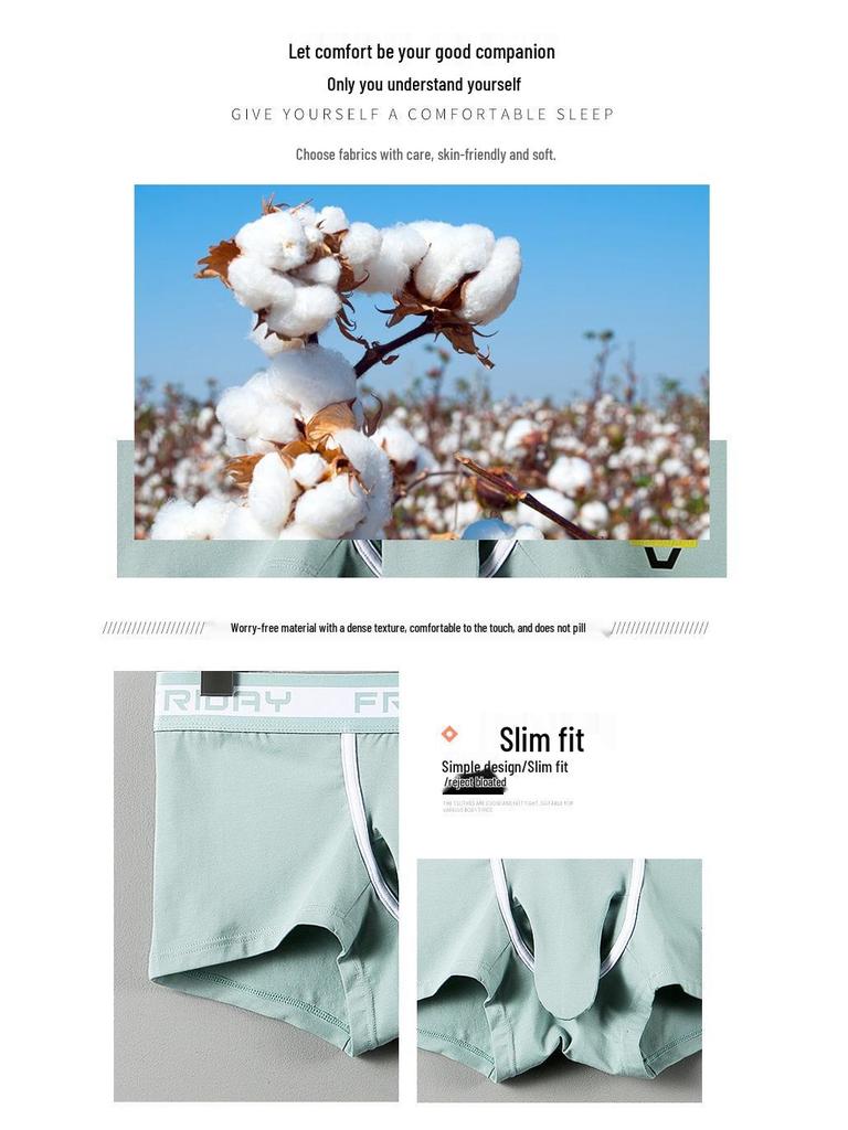 Wangjiang Men's Cotton Trunk Underwear with Gun & Ball Separation, Mid-Waist, Plus Size.