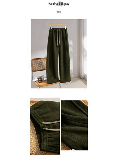 2025 Puyuan Autumn/Winter Silk Cashmere Women's Wide-Leg Pants with Double Pockets
