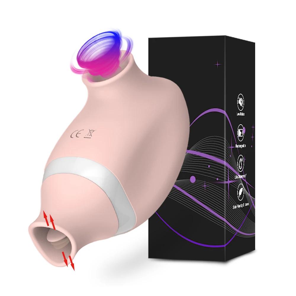 Sucking Vibrator for Women Clit Sucker Licking Dual Clitoris Stimulation Oral Nipple Massager Female Adult Sex Toy for Women