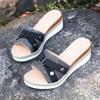 Fashion Women Slippers 2025 Summer New Fashion Elegant Cloth Shoes for Women Wedge Peep Toe Platform Slippers Ladies Zapatos De Mujer