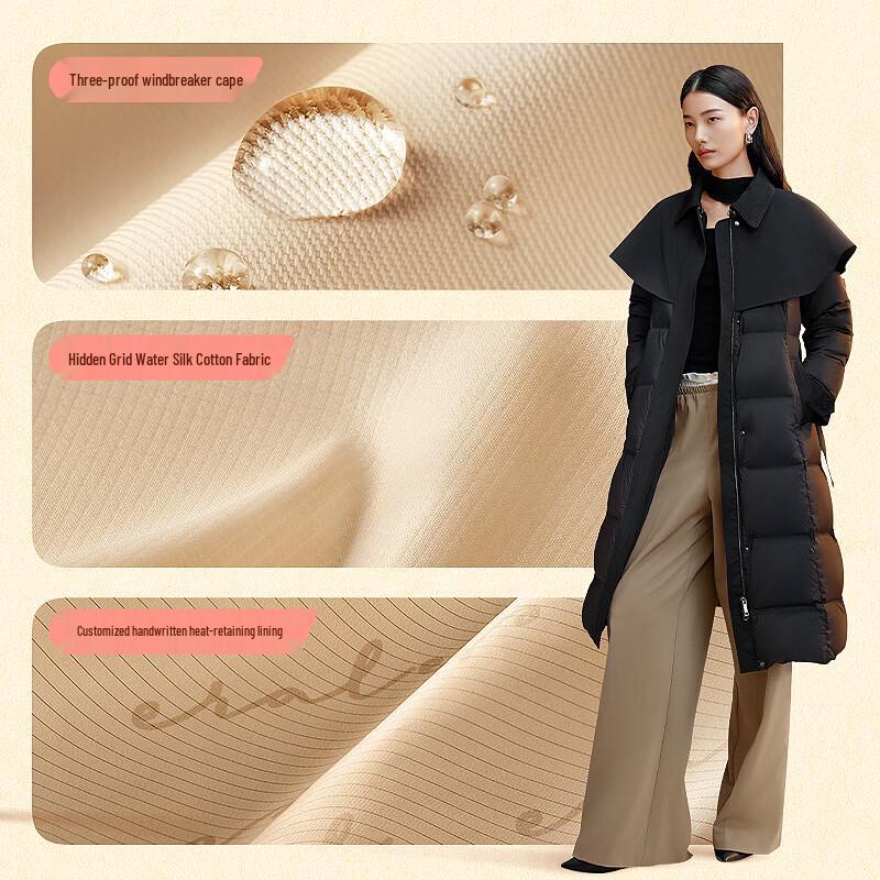 Aolaiyi Women's Elegant Long Trench-Style Down Jacket