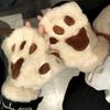 Sevimli Peluş Kedi Pençe Pati Eldivenleri Peluş Eldivenler Sıcak Yumuşak Peluş Kısa Parmaksız Tüylü Ayı Eldivenleri Kostüm Yarım Parmak Eldivenleri