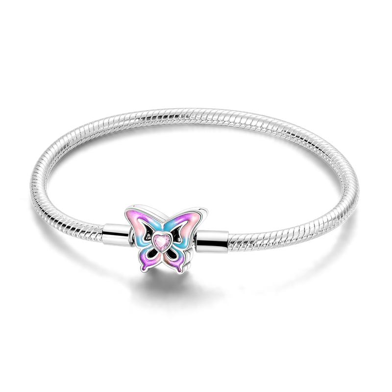 Original Heart Shell Butterfly Footprint Armband 925 Sterling Silver Fit Brand Me Charm Pärlor Mode Dam Armband Smycken