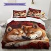 Shiba Inu and Rose Pattern Bedding Home Decoration Birthday Gift (1 * duvet cover + 2 * pillowcase, without core)