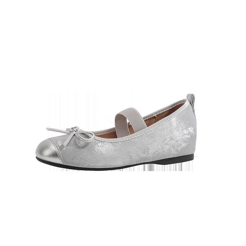 Small man inner height increase Mary Jane single shoes women's retro grandma shoes 33 small size with ribbon two wear ballet shoes women