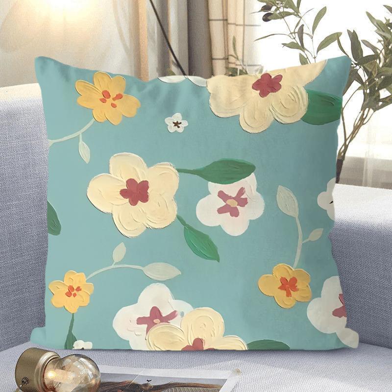 Ins Style Small Fresh Flower Pattern Decorative Pillowcase Living Room Bedroom Square Cushion Pillowcase