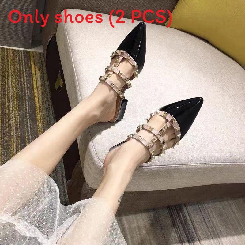 French Chic Low Heel Sandals With Studded Details For Daily Wear