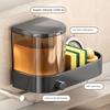 Wall Mounted Soap Dispenser With Sponge Holder Drain Tray Hand Press Dishwashing Liquid Container Waterproof