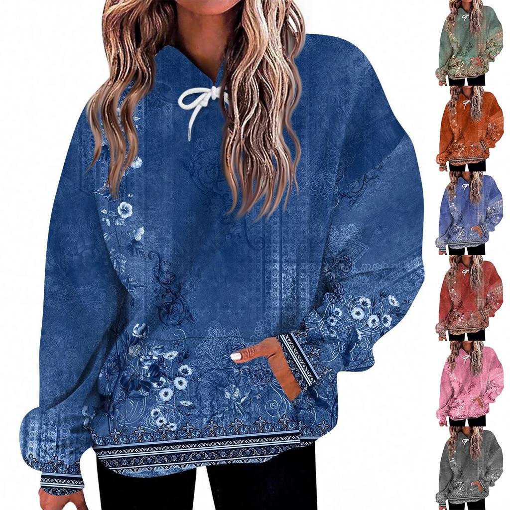 Women's Fashion Daily  Casual Hoodie Long Sleeve Printed Top
