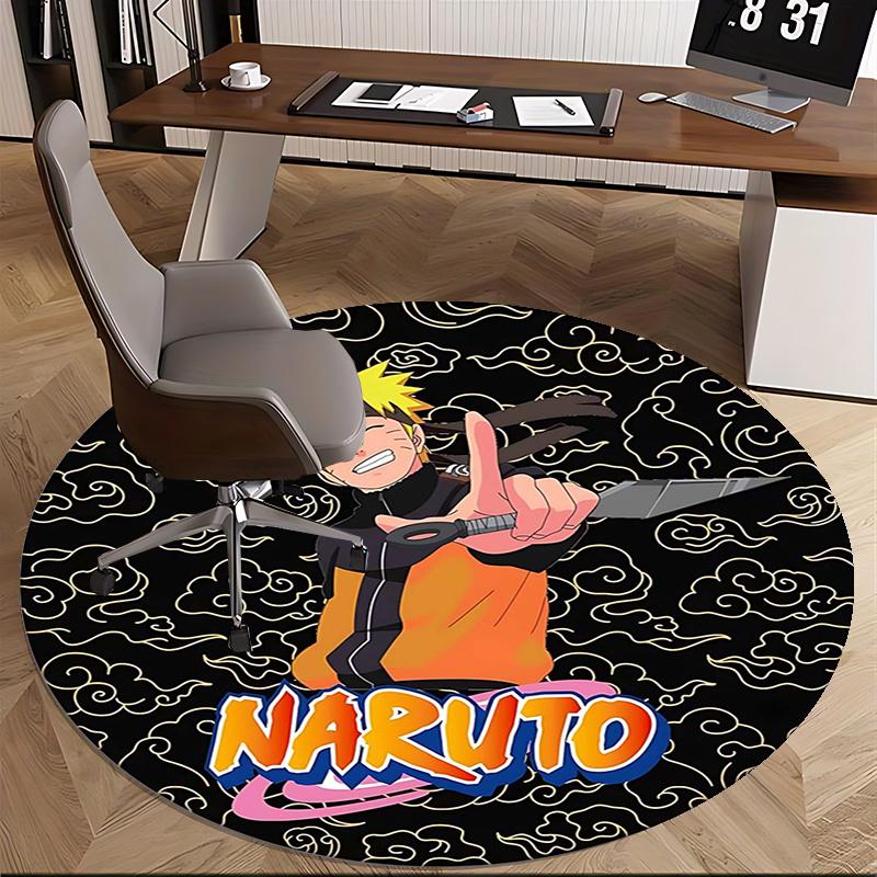 Naruto Character Print Chair mat Round Rug-Office carpet, Machine Washable, Non-slip, Suitable for Living Rooms, Bedrooms
