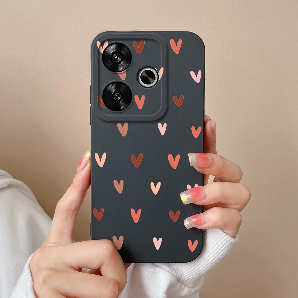 For Poco F6 Pro Phone Case Simple Heart Cover Liquid Silicone Camera Protection Cases For Xiaomi Poco F 6 Soft ShockProof Funda