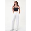Woman White High Waist Palazzo Pants