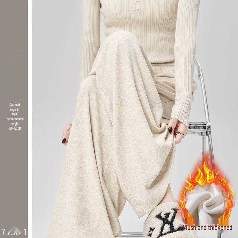 Women's Drapey Wide-Leg Pants: Spring & Autumn Plus Size, Slimming, Soft Touch, Versatile Fit, Casual Trendy Style