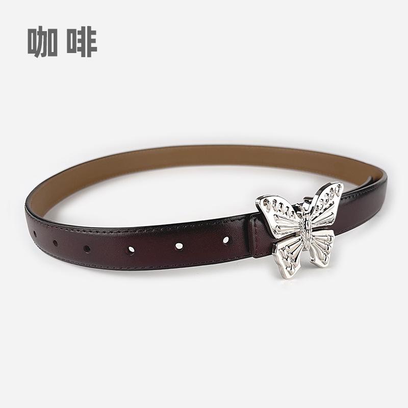Leather Ladies Belt Butterfly Women'S Cowhide Belt With Casual Jeans Belt