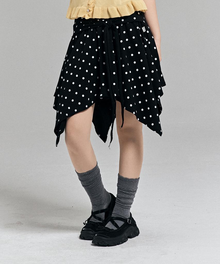 Awesome Studio Asymmetrical Dot Midi Skirt Black