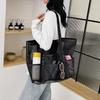 Bolsa de playa de malla portátil para mujer, bolsa de almacenamiento de maquillaje para viajes, bolsa de baño de verano, organizador, bolsa de compras
