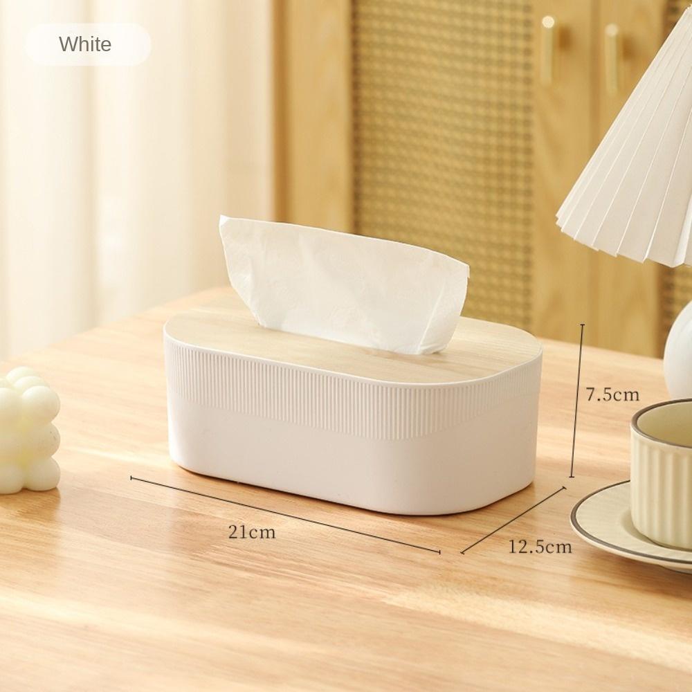 Nordic Simplicity Style Tissue Box with Wooden Cover Large Desktop Napkin Box Multi-purpose Waterproof Kitchen Storage Paper Box