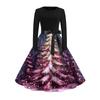 Women's Fashionable And Elegant Autmn And Winter Long-sleeved Christmas Tree Print Dress