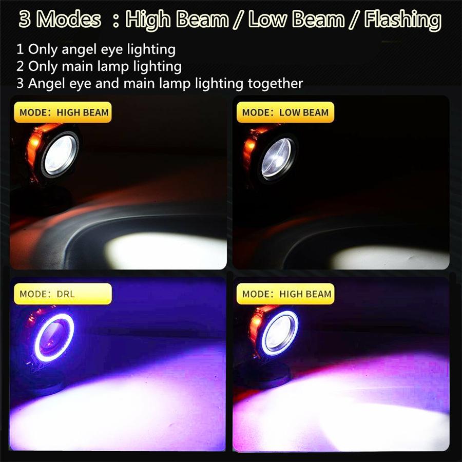 2X 2.75Inch 70W 5000LmLed Pods Work Light Lamp Spot Light With Angel Eye Offroad Suv Atv Jeep Motorcycle Drl High/Low Beam Flashing