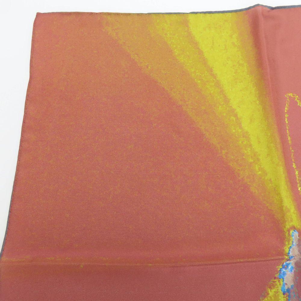 Used Pierre Cardin handkerchief silk Dark marks brown multicolor Fashionable