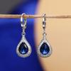 Royal Blue Zircon Oval Earrings Fashionable High-End Design Accessories for Banquets Personalized Simple Zircon