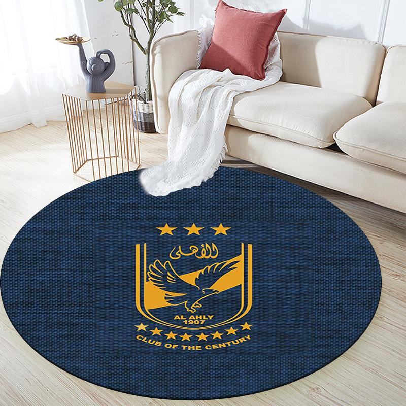 Al Ahly Sporting Club Round Area Rug,Carpet Rug for Living Room Bedroom Sofa Playroom Decor,Non-slip Floor Mat