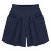 Women Shorts Elastic High Waist Wide Leg Casual Short Pants with Pockets Solid Color Loose Fit Casual
