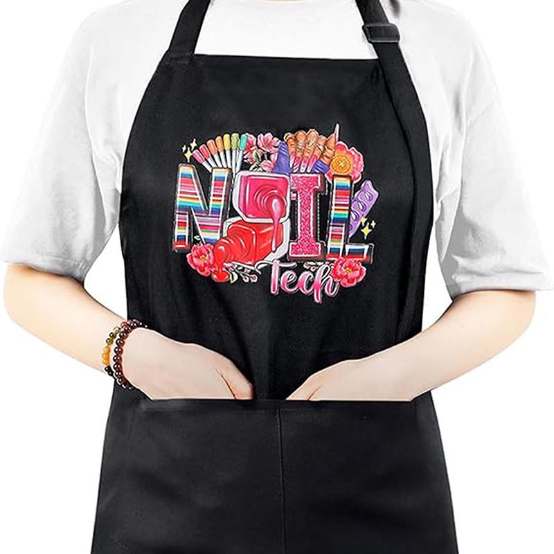 

Nail Polish Printing Beauty Kitchen Women Apron Household Cleaning Pinafore Salon Home Cooking Baking Manicure Work Clothes as the picture
