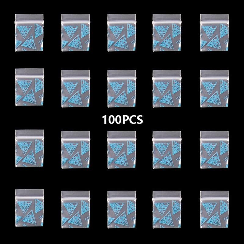 100 st Liten blixtlåsväska Smile Skull Mönster Bärbar förvaringsväska Transparent