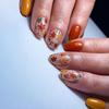 Autumn Winter Press On Nail 1 Set Glossy Ginger Leaves Design Easy Application Comfort Fit