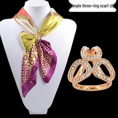 Exquisite Ethno-Stil Blumen-Schalspange für Damen - Drei-Ring-Design