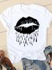 Clothing Summer Short Sleeve Watercolor Lip Sexy New Ladies Casual Unisex Fashion Graphic Tee Tshirts Female T Shirt Clothes