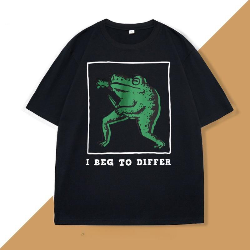 I Beg To Differ T Shirt Unisex Women Loose Frog Printed Tshirt Casual Cotton Short Sleeve Harajuku Tshirt Unisex Oversized Clothes