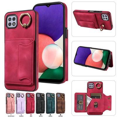 For Samsung Galaxy A22 (4G),Samsung Galaxy A22 5G Ring Bracket Card Holder Slots Cover Phone Case