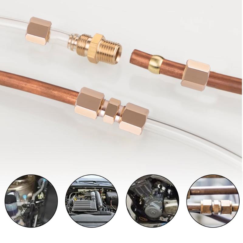 Universal Auto Brake Hose Brass Fittings 3/16" Export Brake Lines Pipe Union Fittings Straight Brass Connector Car Accessories