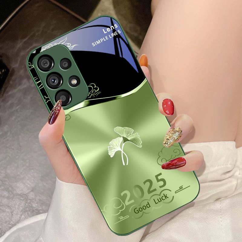 Radiant Ginkgo Leaves For Samsung Galaxy S10 4G S20 11E 30 S21 22 S24 Fe Pro S23 S25 Ultra 5G S9 Tempered Glass Phone Case