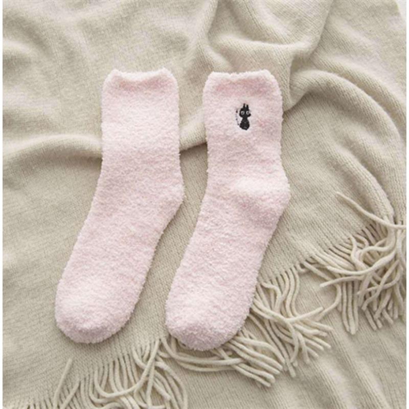 Winter Embroidery Deer Thickening Cotton Women Socks Plush Warm Funny Sleep Cute Sock