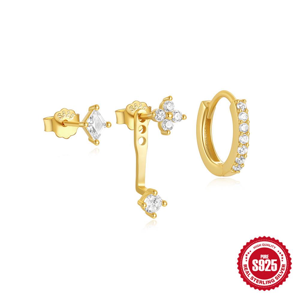 

Irregular S925 Sterling Silver Star And Moon Fashion Fringed Stud Earrings Set 3-Piece Set 925 Silver