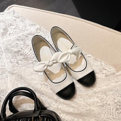 Cowhide Version 2025 Early Spring New Small Fragrant Wind Round Head Bow Flat Ballet Single Shoes Women's Leather Mary Jane