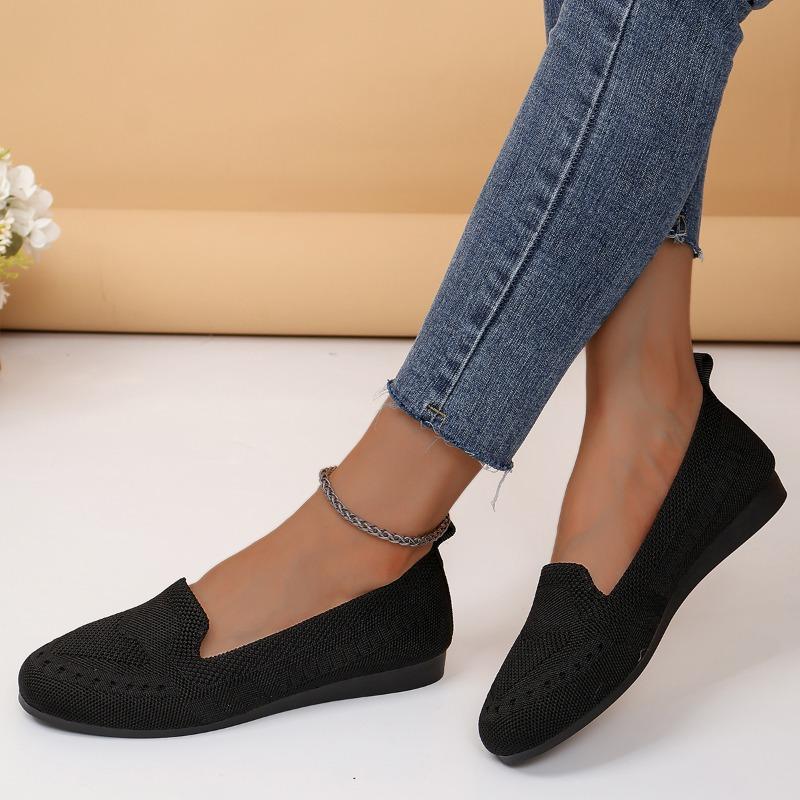 Spring and Autumn New Ladies Solid Color Low-top Shoes Fashion New Casual Women's Knitted Flat Loafers Shoes for Women