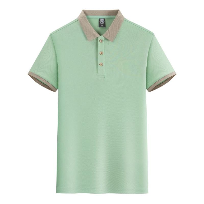 Men's Contrast Collar Short Sleeve Polo Shirt Solid Color Casual Top